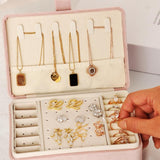 Portable Jewelry Box Storage Organizer for Rings Necklaces & Earrings Pink