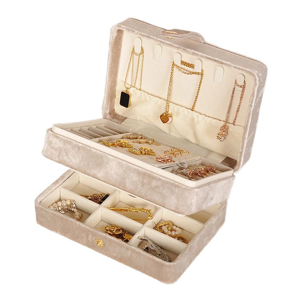 Portable Jewelry Box Storage Organizer for Rings Necklaces & Earrings Black
