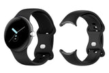For Google Pixel Watch 1 / 2 Soft Replacement Strap Silicone Sport Watch Band Black - L