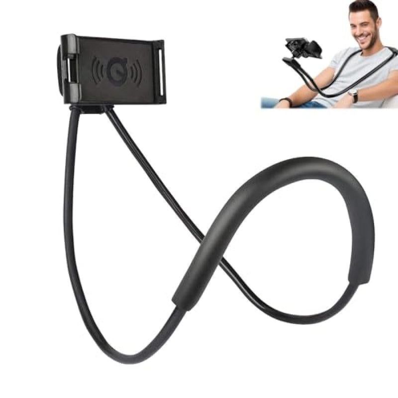 70cm 360°Rotating Neck Phone Holder Universal Clip for Phone Tablet Black