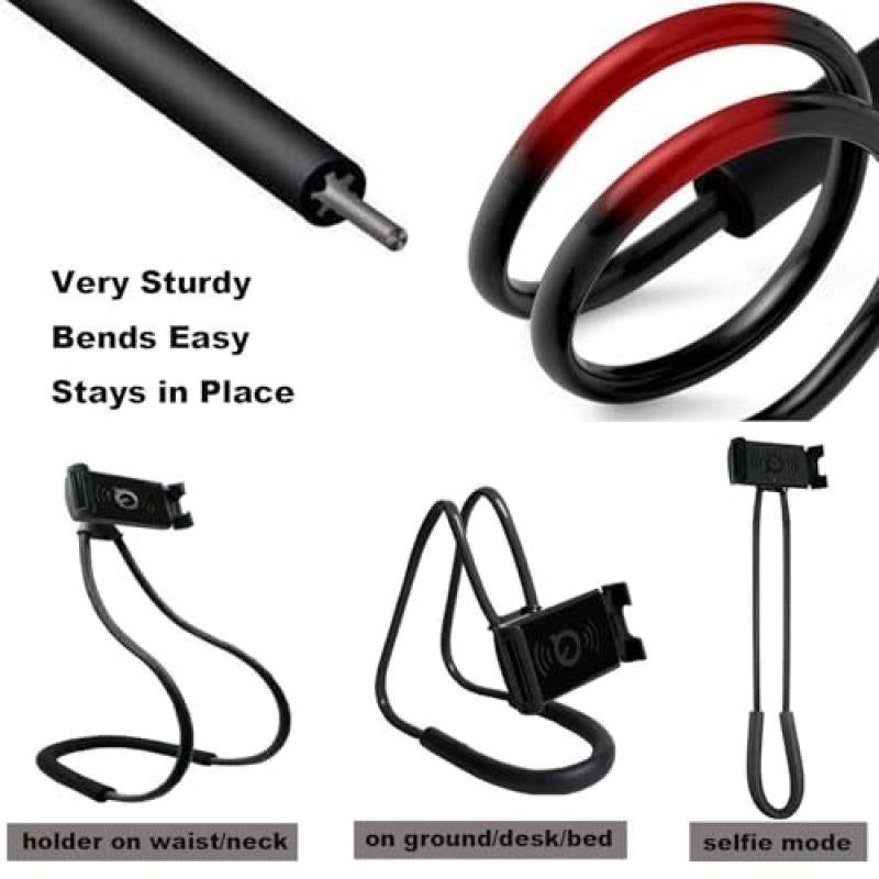 70cm 360°Rotating Neck Phone Holder Universal Clip for Phone Tablet Black