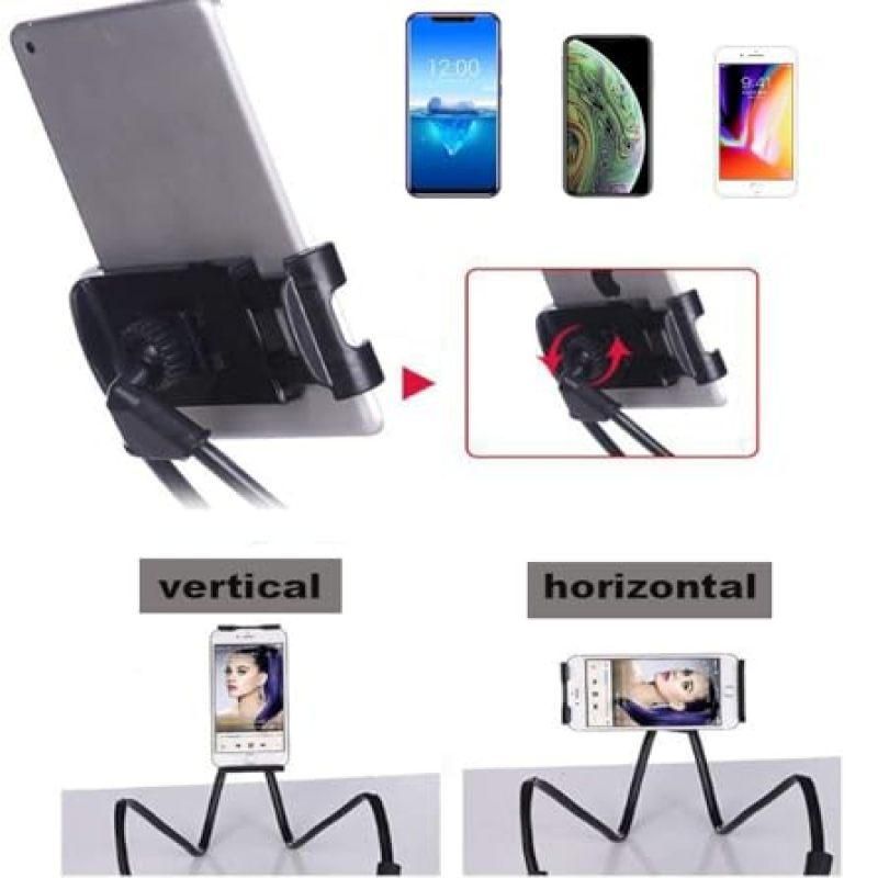 70cm 360°Rotating Neck Phone Holder Universal Clip for Phone Tablet Black