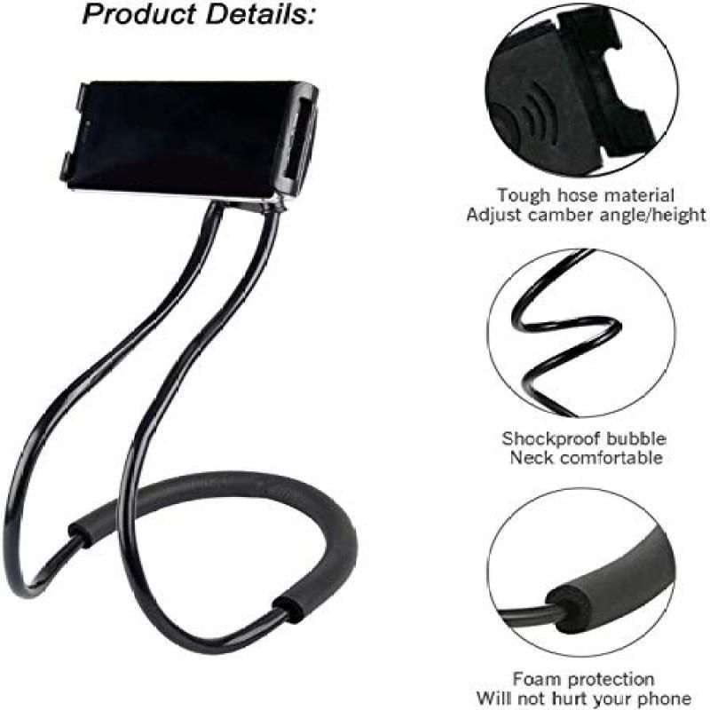 70cm 360°Rotating Neck Phone Holder Universal Clip for Phone Tablet Black