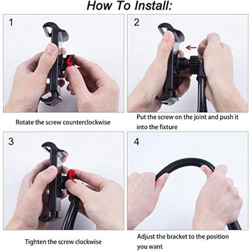 70cm 360°Rotating Neck Phone Holder Universal Clip for Phone Tablet Black