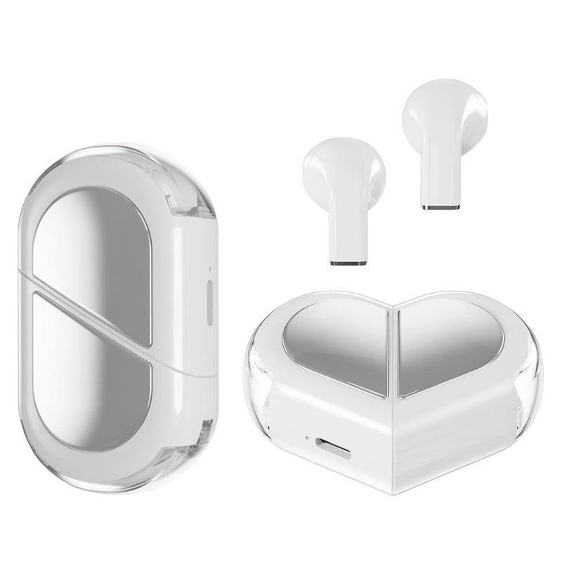 K520 deformable cute heart-shaped bluetooth headset tws compact stereo - white
