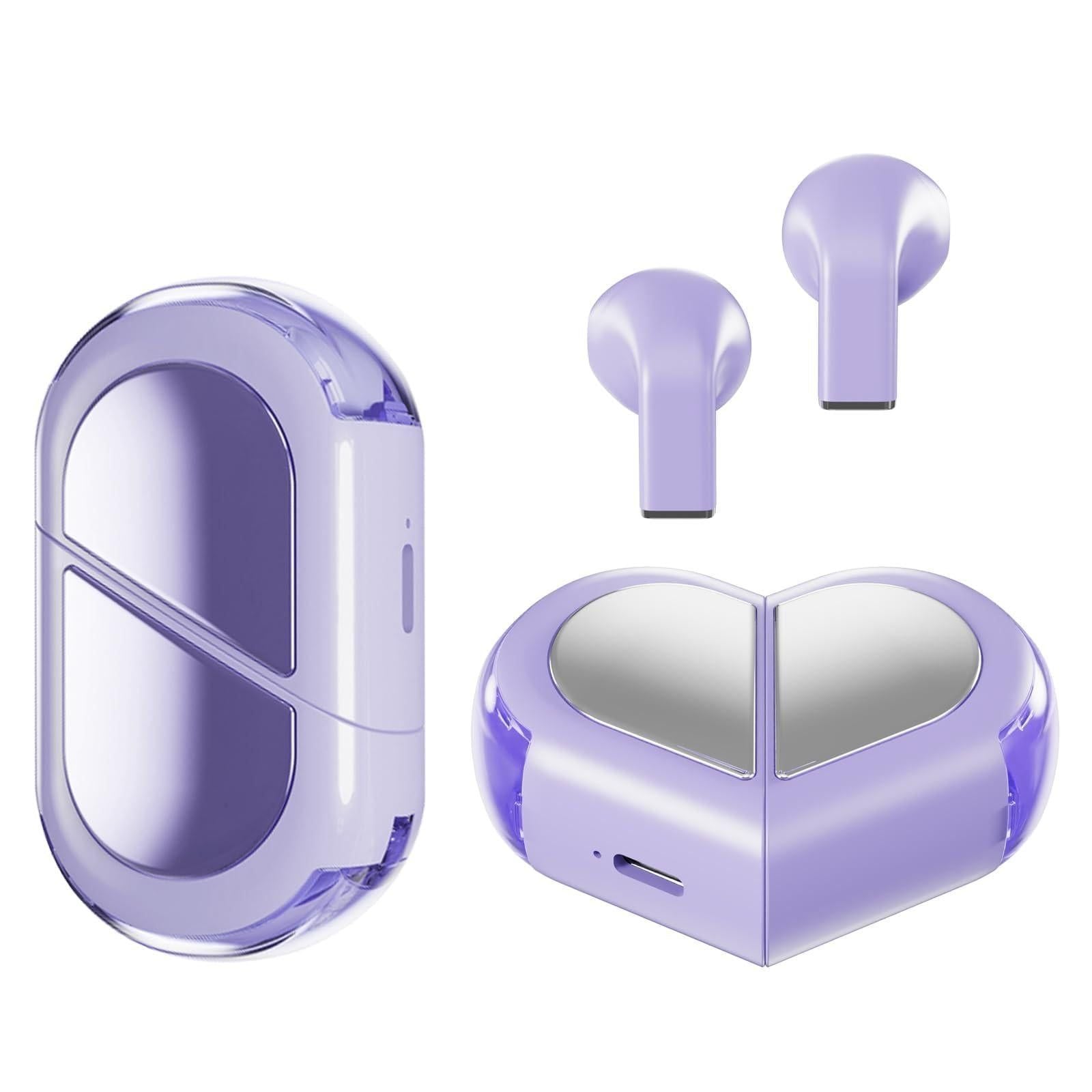 K520 deformable cute heart-shaped bluetooth headset tws compact stereo - white