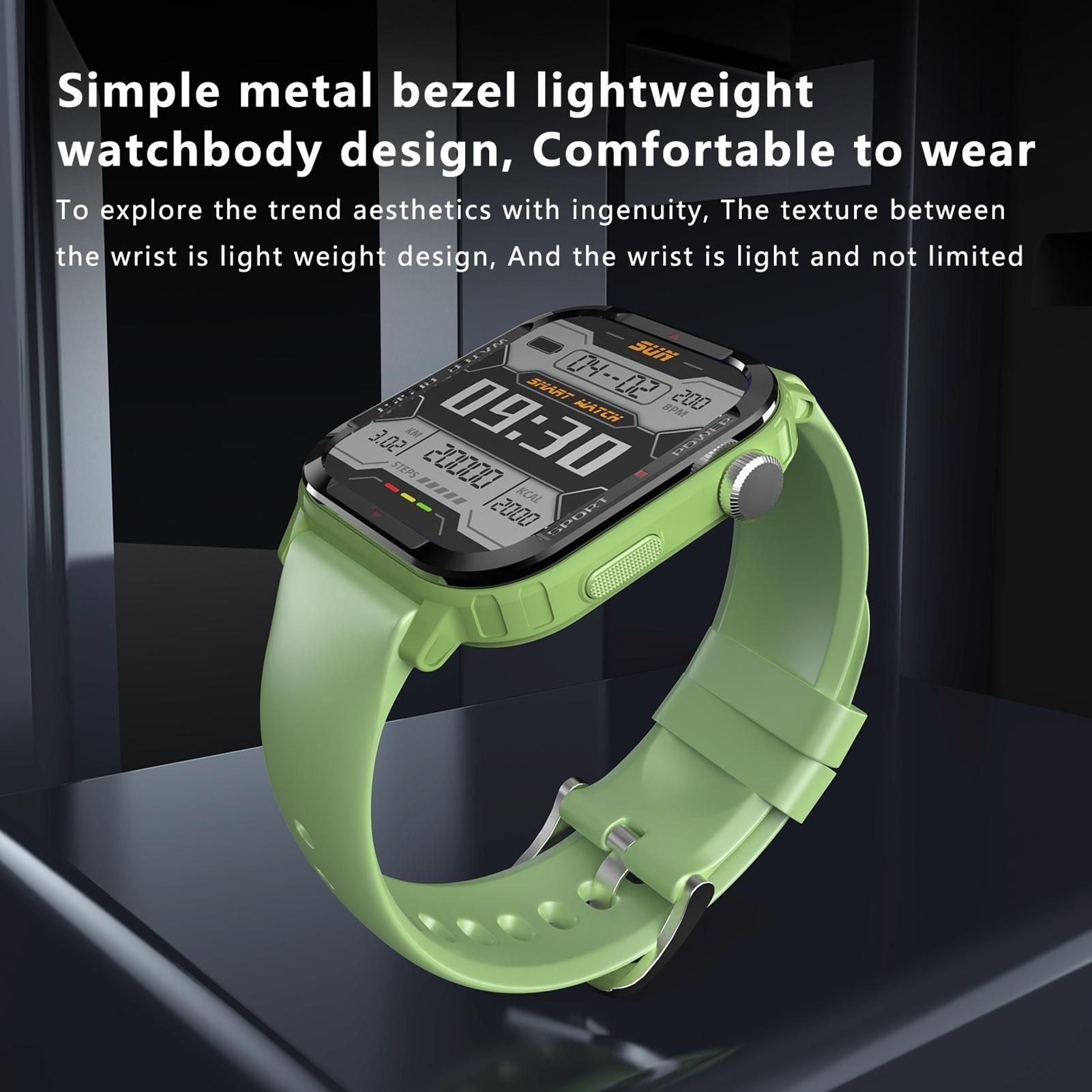 Smart Watch 1.85 inch Square Screen IP67 45*39mm 1pc (Green)