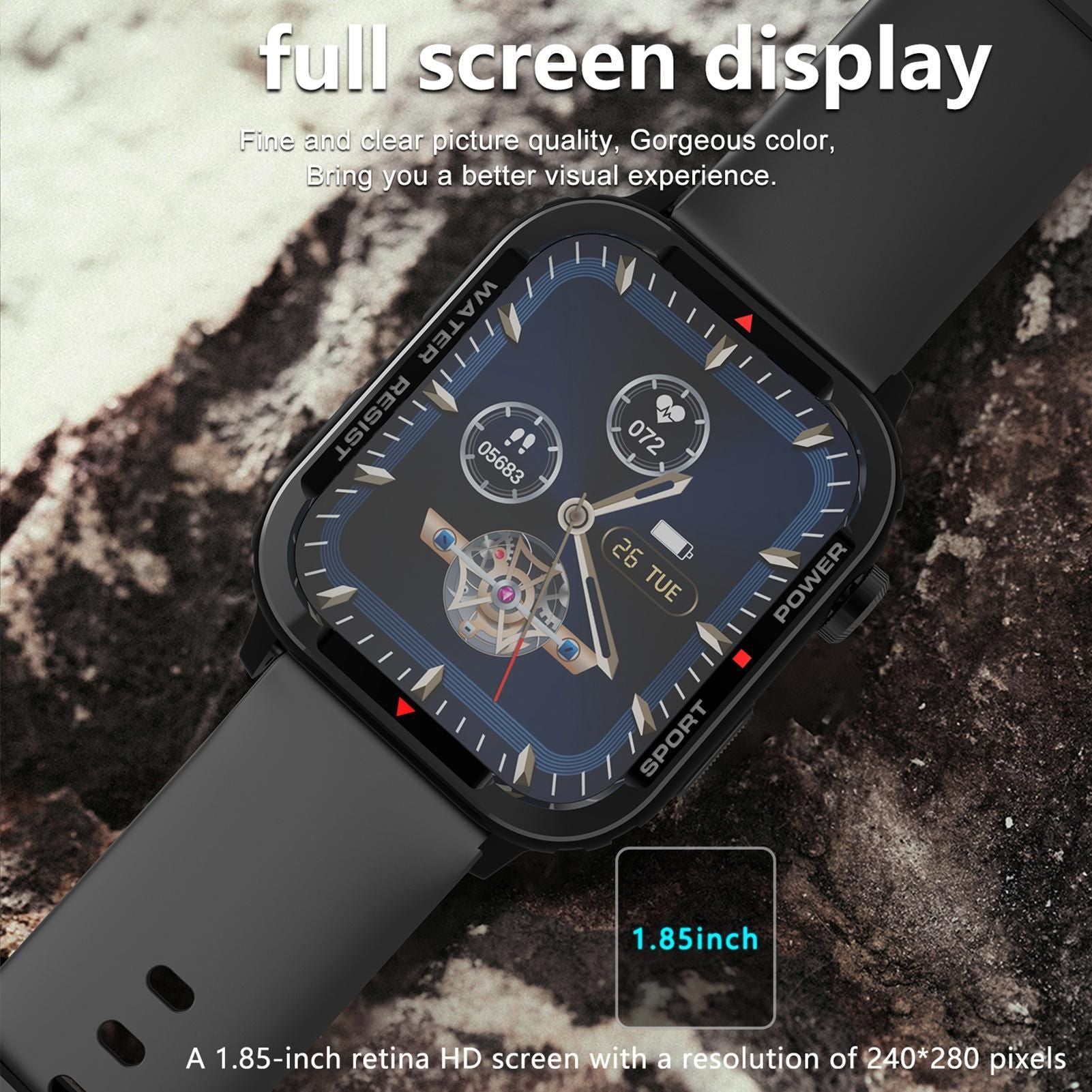 Smart Watch 1.85 inch Square Screen IP67 45*39mm 1pc (Green)