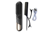 Cordless Hair Straightener Brush Mini Hot Comb for Women Anti-Scald Protection -Black
