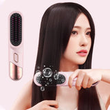 Cordless Hair Straightener Brush Mini Hot Comb for Women Anti-Scald Protection -Purple