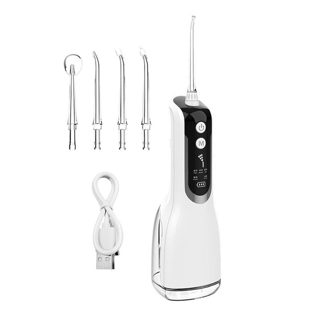 Cordless Water Flosser Teeth Cleaner 300ML Dental Flosser with 4 Jet Tips -White