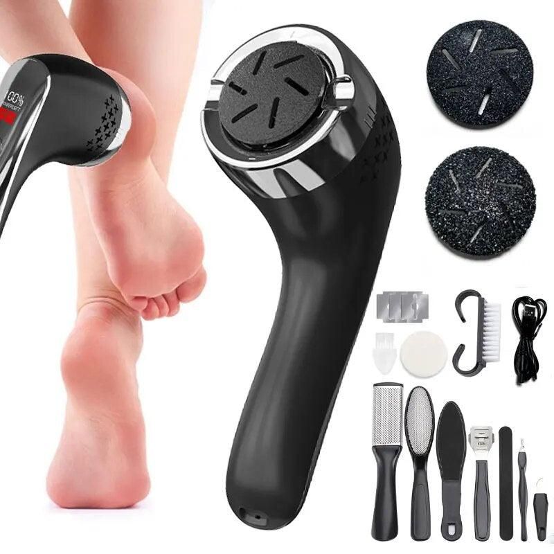 Electric Callus Remover for Feet Water-resistant 2 Speeds Pedicure Kit -Black and 12pcs kit