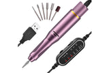 Electric Manicure Tools Kit File Machine Cordless Nail Drill Trimmer Nail Grind Trim Polish-Purple