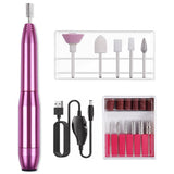 Electric Nail Drill Kit Cordless Nail Drill Portable USB Rechargeable Manicure Pedicure Tools for Acrylic Gel Nails -Silver
