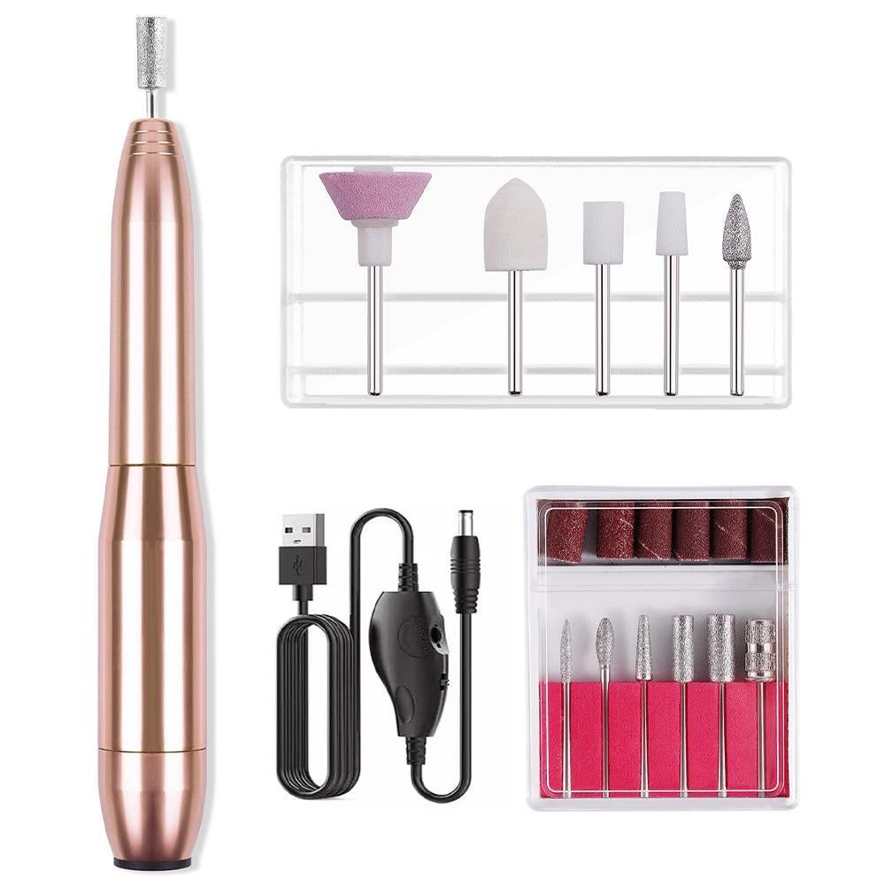 Electric Nail Drill Kit Cordless Nail Drill Portable USB Rechargeable Manicure Pedicure Tools for Acrylic Gel Nails -Silver