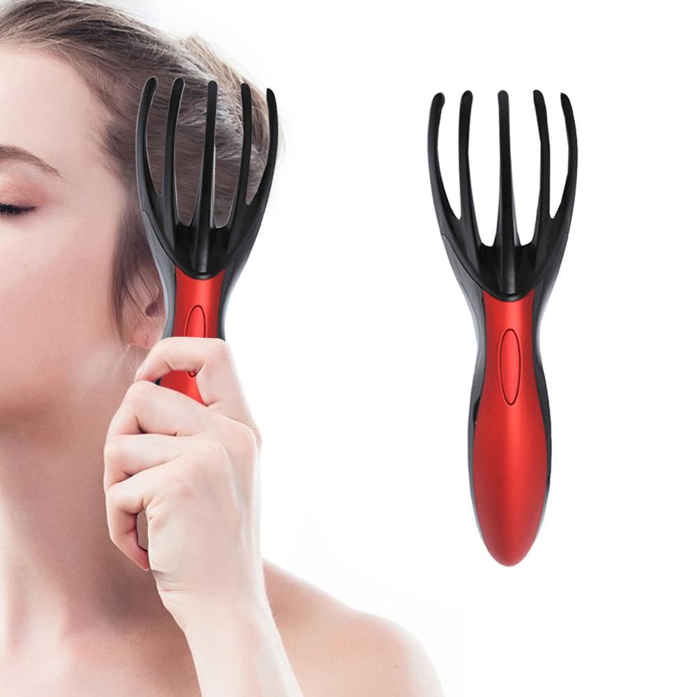 Finger Gripper Claw Massager Electric Head Massager Octopus Scalp Stress Relax -Red