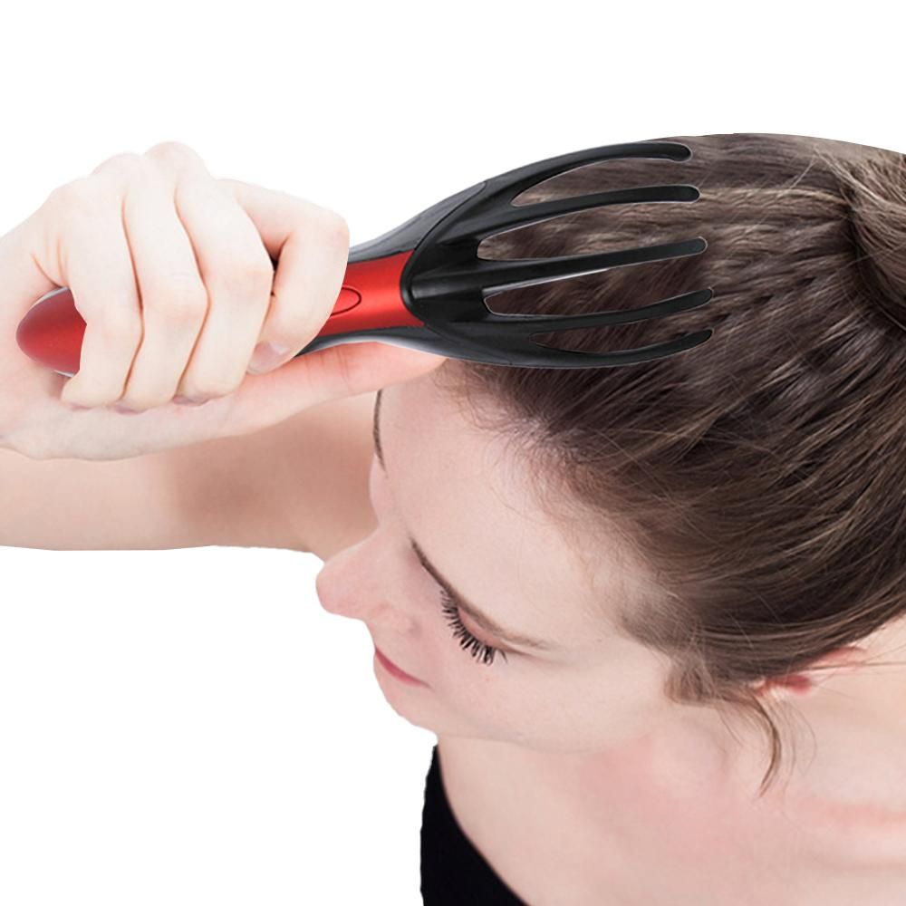 Finger Gripper Claw Massager Electric Head Massager Octopus Scalp Stress Relax -Red