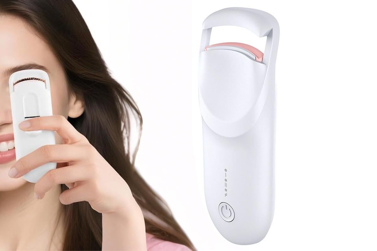 Heated Eyelash Curler Portable Electric Lash Curler Natural Curls-White