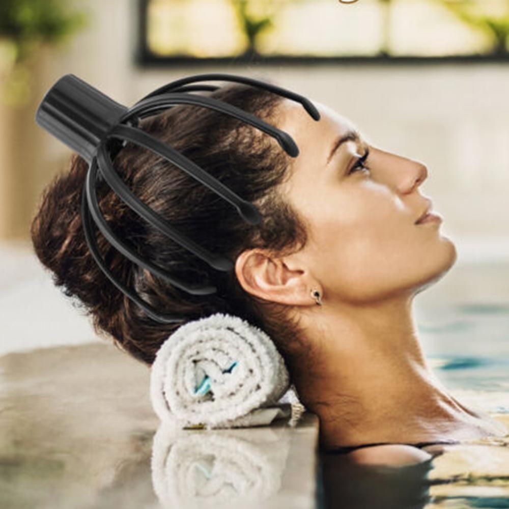 Head Scalp Massager Electric Octopus Claw Scalp Massage Tool Portable Muscle Relaxation Equipment -Black