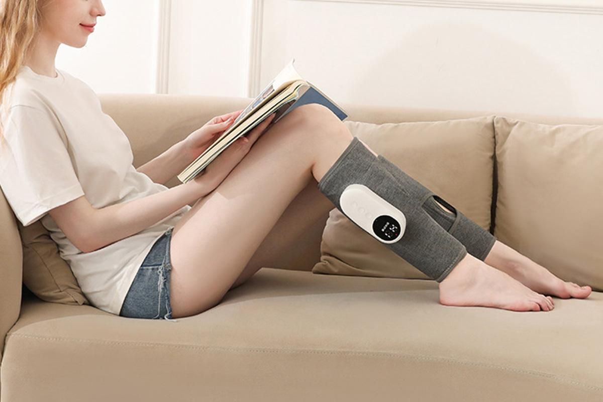 Leg Massager Muscles Relax Heated Air Compression Foot Massage for Calf Blood Circulation-Grey