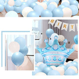 Birthday Party Decor Set: “HAPPY BIRTHDAY” Balloons + Bunting + Crown Set, Birthday Party Decor - Blue Set