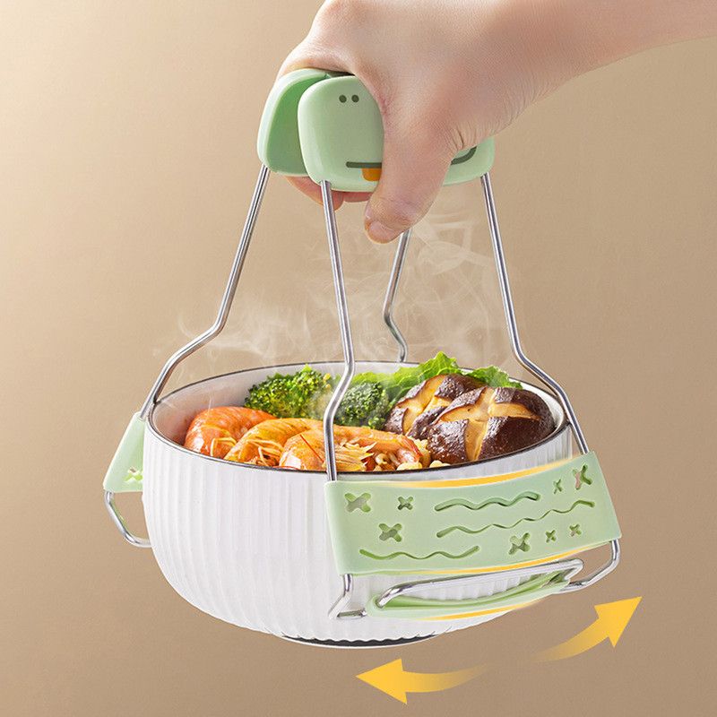 Adjustable-angle heat-resistant tongs, kitchen heat-resistant bowl tongs, silicone non-slip bowl tongs, stainless steel multi-purpose household tray lifter, multi-purpose kitchen tray lifter