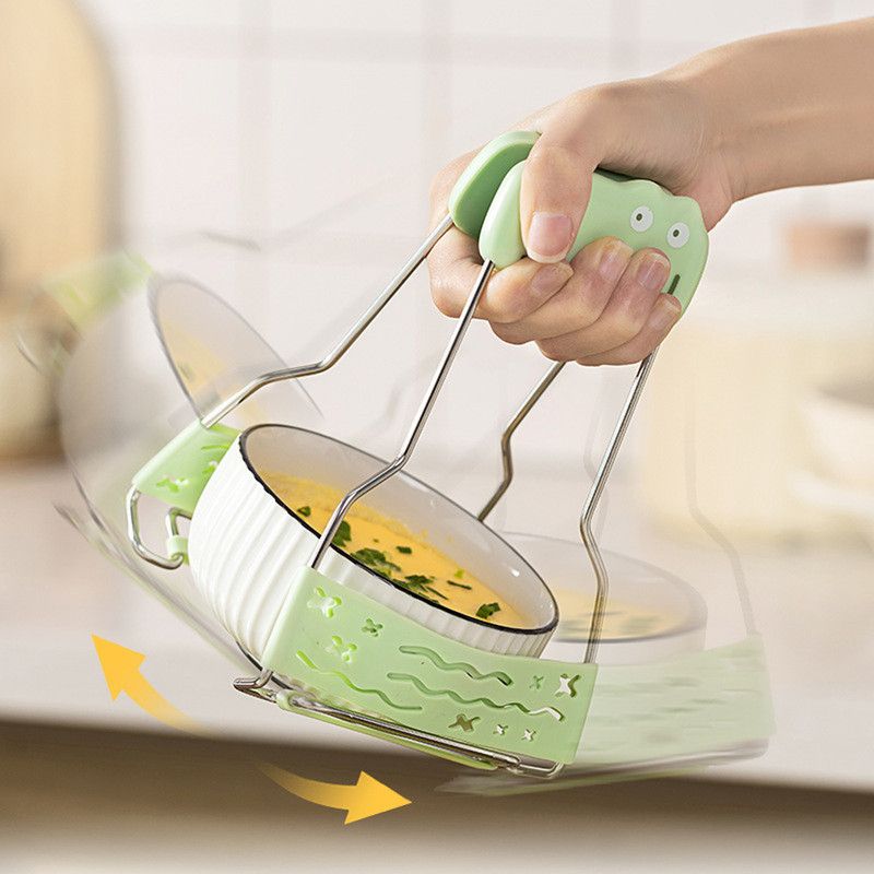 Adjustable-angle heat-resistant tongs, kitchen heat-resistant bowl tongs, silicone non-slip bowl tongs, stainless steel multi-purpose household tray lifter, multi-purpose kitchen tray lifter