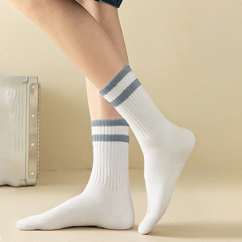 Mid-Calf Socks - 10-Pair Pack - Women's Socks - Men's Socks - Striped Socks - Solid Color Socks - Sports Socks