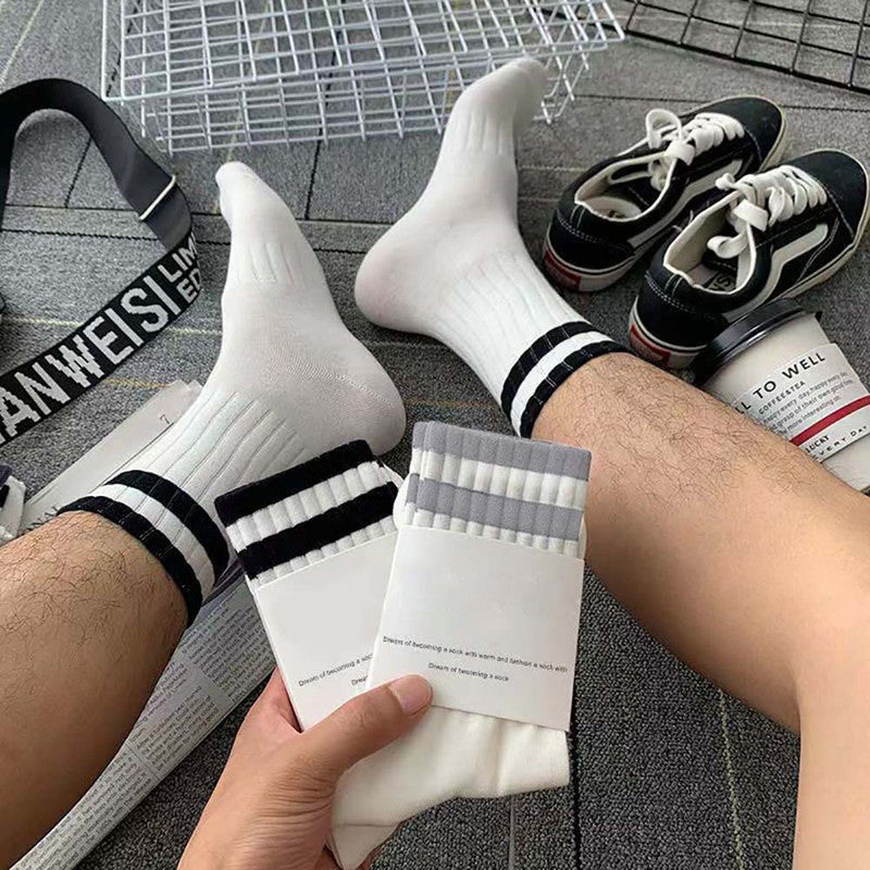 Mid-Calf Socks - 5-Pair Pack - Women's Socks - Men's Socks - Striped Socks - Solid Color Socks - Sports Socks
