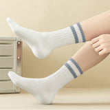 Mid-Calf Socks - 5-Pair Pack - Women's Socks - Men's Socks - Striped Socks - Solid Color Socks - Sports Socks