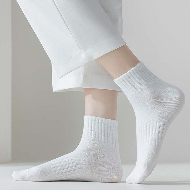 Mid-Calf Socks - 5-Pair Pack - Women's Socks - Men's Socks - Striped Socks - Solid Color Socks - Sports Socks