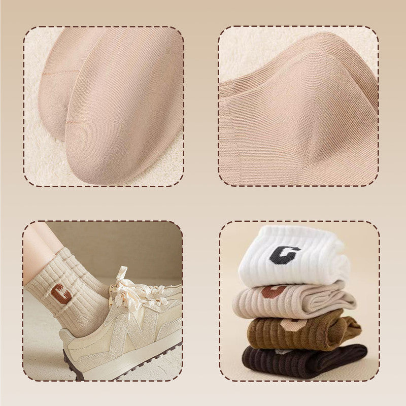 Socks - 10-Pack Women's Socks - Women's Athletic Socks - Soft - Breathable - Casual Socks - Fashionable Instagram-Style - All-Season - One-Size-Fits-All Women's Socks - Simple Letter Print - Women's Ankle Socks