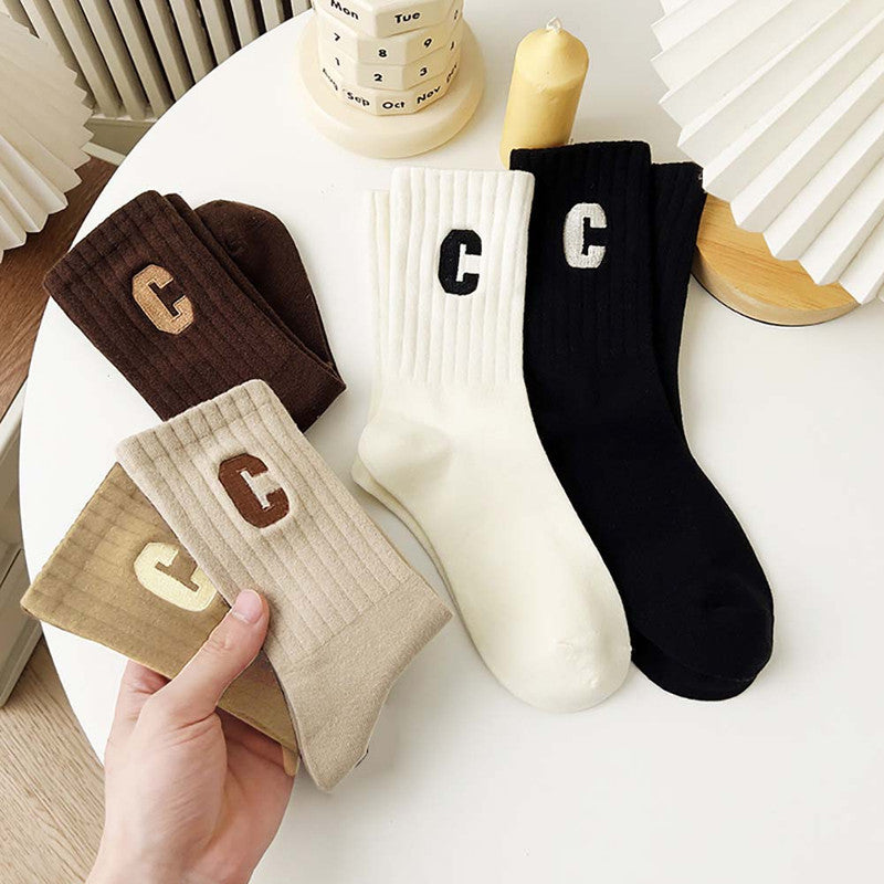 Socks - 10-Pack Women's Socks - Women's Athletic Socks - Soft - Breathable - Casual Socks - Fashionable Instagram-Style - All-Season - One-Size-Fits-All Women's Socks - Simple Letter Print - Women's Ankle Socks