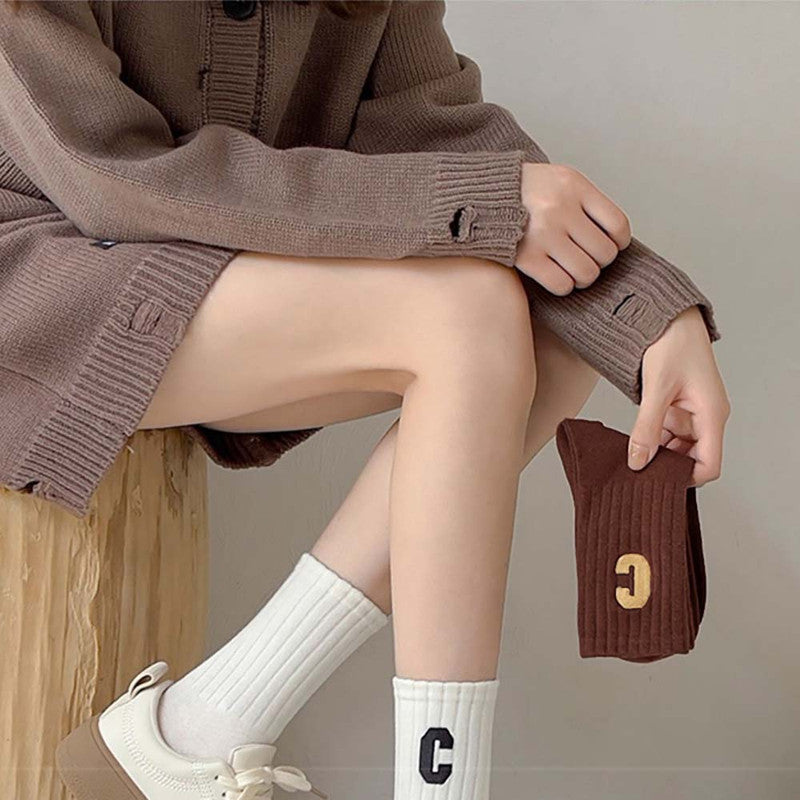 Socks - 10-Pack Women's Socks - Women's Athletic Socks - Soft - Breathable - Casual Socks - Fashionable Instagram-Style - All-Season - One-Size-Fits-All Women's Socks - Simple Letter Print - Women's Ankle Socks