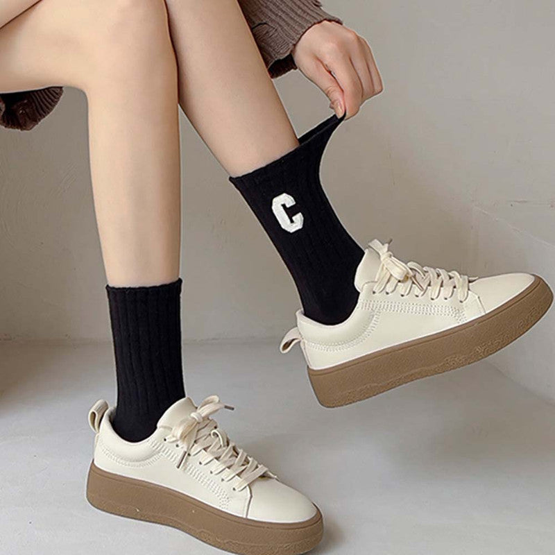 Socks - 10-Pack Women's Socks - Women's Athletic Socks - Soft - Breathable - Casual Socks - Fashionable Instagram-Style - All-Season - One-Size-Fits-All Women's Socks - Simple Letter Print - Women's Ankle Socks