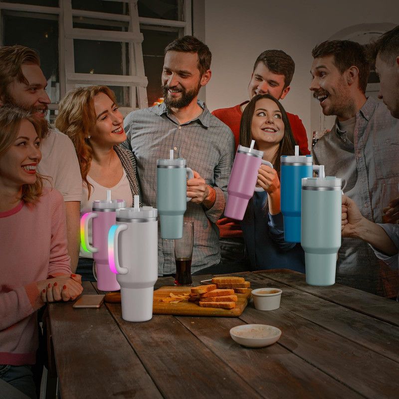 Glowing Water Cup with Colorful Handles â€“ Creative Light Up Tumbler (Multicolor)