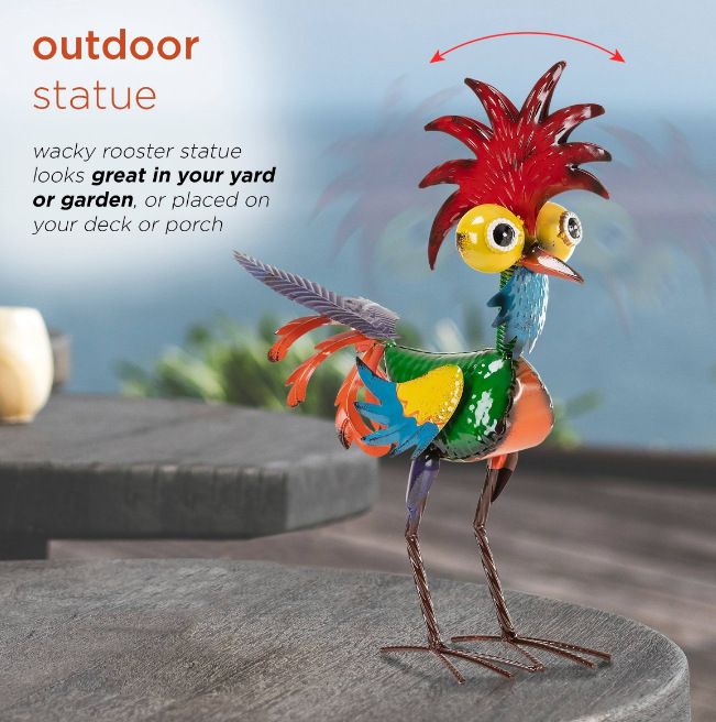 hanksgiving Rooster Garden Statue â€“ Rustic Outdoor Yard Decor