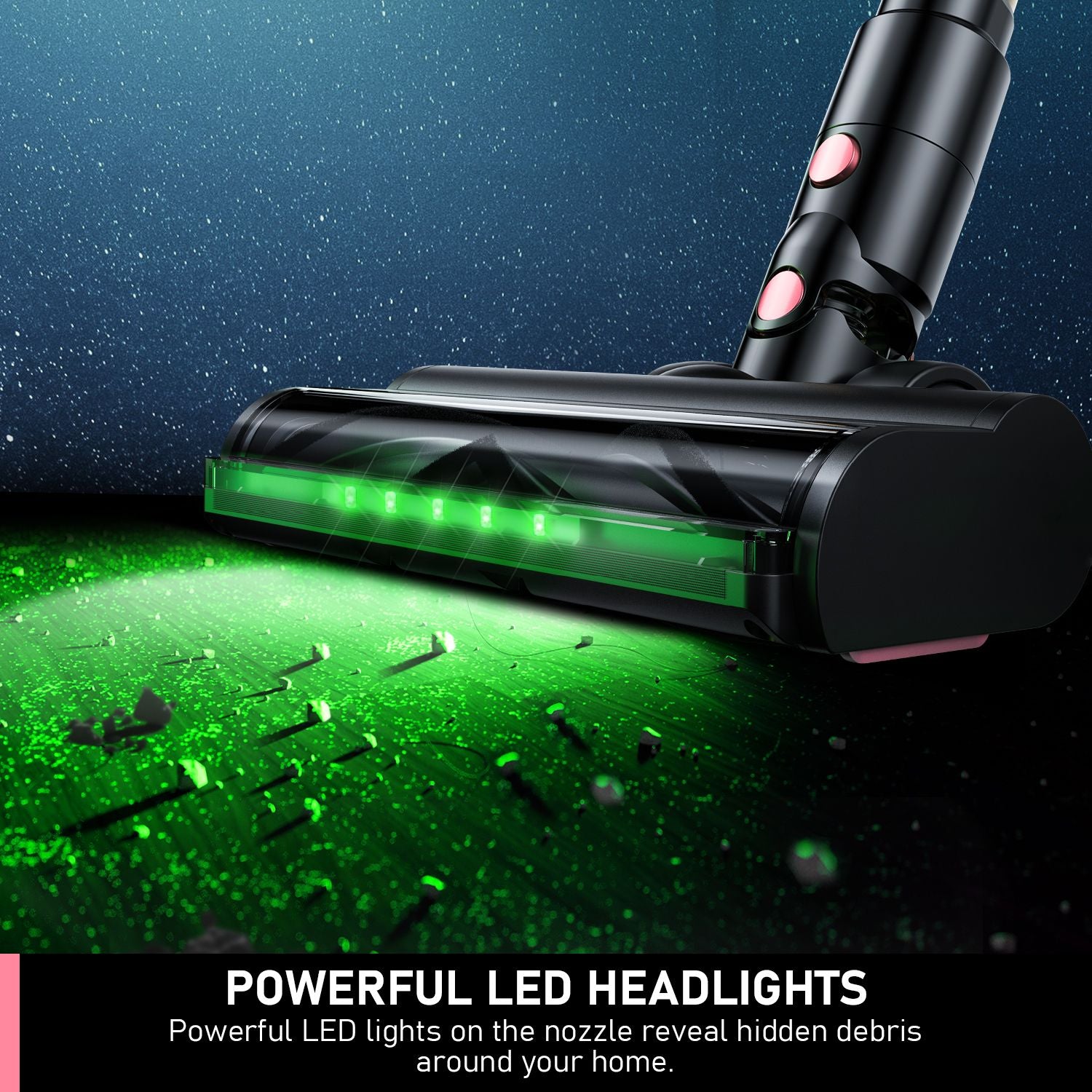 Cordless Vacuum Cleaner, 8 in 1 Powerful Suction Lightweight Vacuum Cleaner for Home, 55Kpa Powerful Suction，LED Display, 3 Suction Modes, 45Mins Detachable Battery Vacuum for Hard Floor Carpet Pet Hair