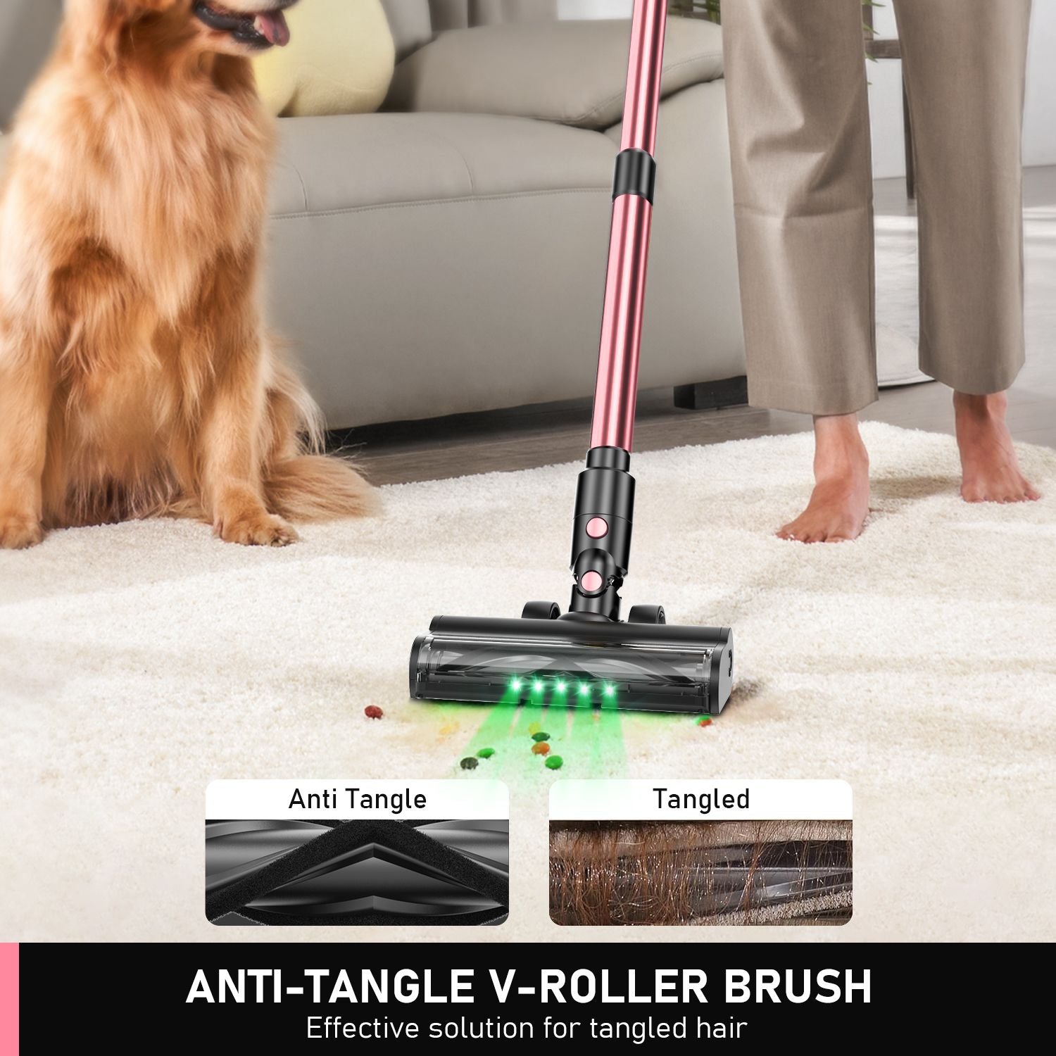 Cordless Vacuum Cleaner, 8 in 1 Powerful Suction Lightweight Vacuum Cleaner for Home, 55Kpa Powerful Suction，LED Display, 3 Suction Modes, 45Mins Detachable Battery Vacuum for Hard Floor Carpet Pet Hair