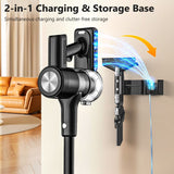 Cordless Vacuum Cleaner, 55Kpa/55Mins Vacuum Cleaners for Home. Self-Standing Stick Vacuum with Rechargeable Dock，LED Display & Anti-Tangle，Lightweight Rechargeable Vacuum for Carpet，Floor