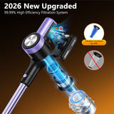 Cordless Vacuum Cleaner, 55Kpa/55mins Self-Standing Powerful Stick Lightweight Vacuum Cleaner for Home Pet Hair/Hard Floor/Carpet。