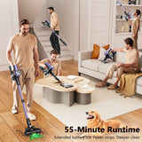 Cordless Vacuum Cleaner, 55Kpa/55mins Self-Standing Powerful Stick Lightweight Vacuum Cleaner for Home Pet Hair/Hard Floor/Carpet。