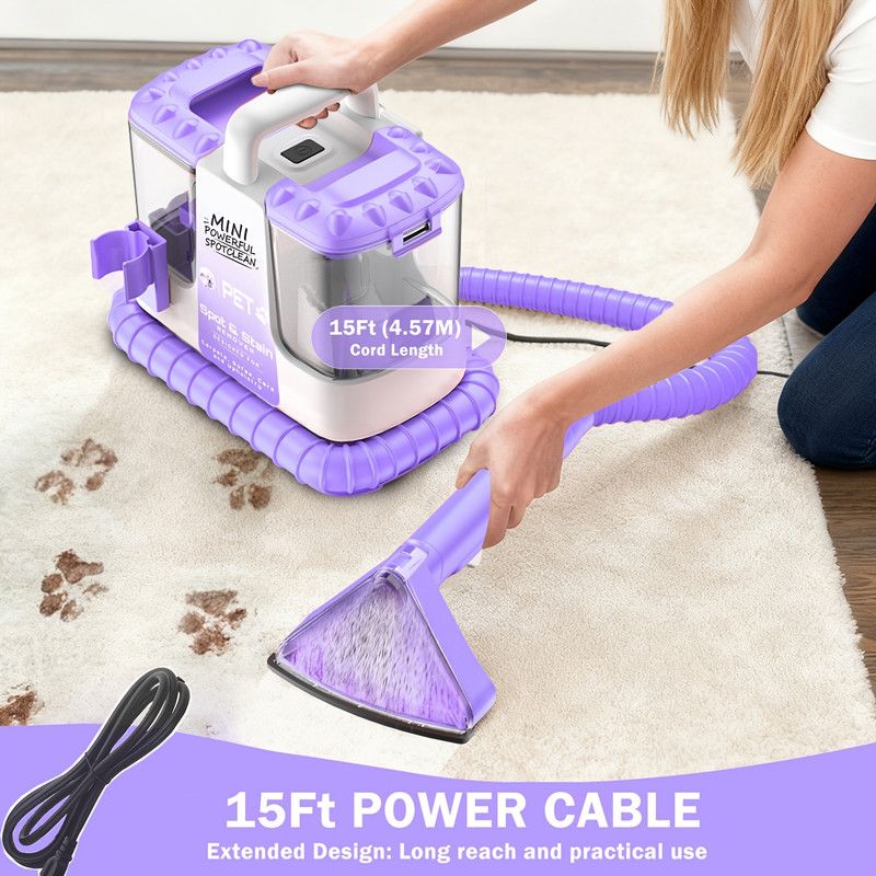 32Kpa Portable Carpet & Upholestery Cleaner Machine for Pets, Spot, Stain, Couch Cleaner Machine with Powerful Suction and and Self Cleaning, Car/Auto Detailer, Lightweight Compact Design。