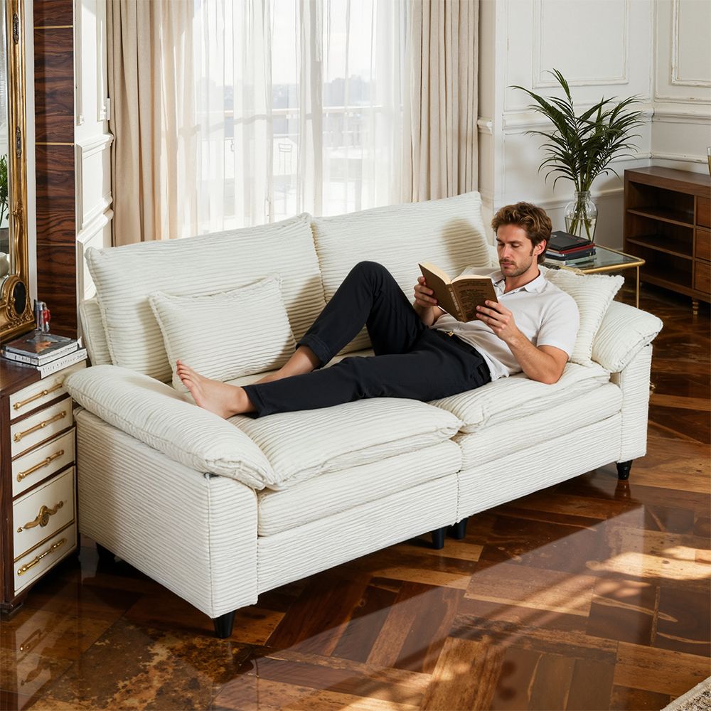 Minimalist-style two-seater sofa, unlocking cozy moments for two - White