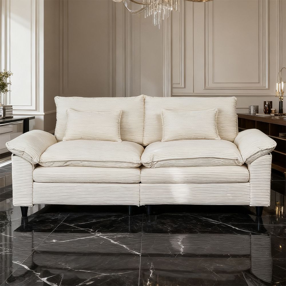 Minimalist-style two-seater sofa, unlocking cozy moments for two - White