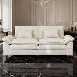 Minimalist-style two-seater sofa, unlocking cozy moments for two - White
