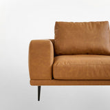 Modern Deep-Seated Sofa, Two-seater, Faux Leather, Brown - Brown PU leather