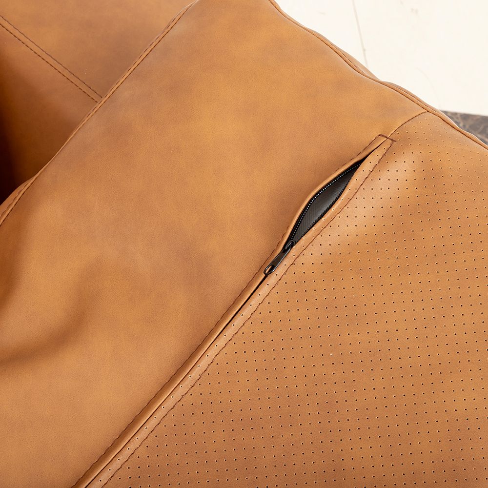 Modern Deep-Seated Sofa, Two-seater, Faux Leather, Brown - Brown PU leather