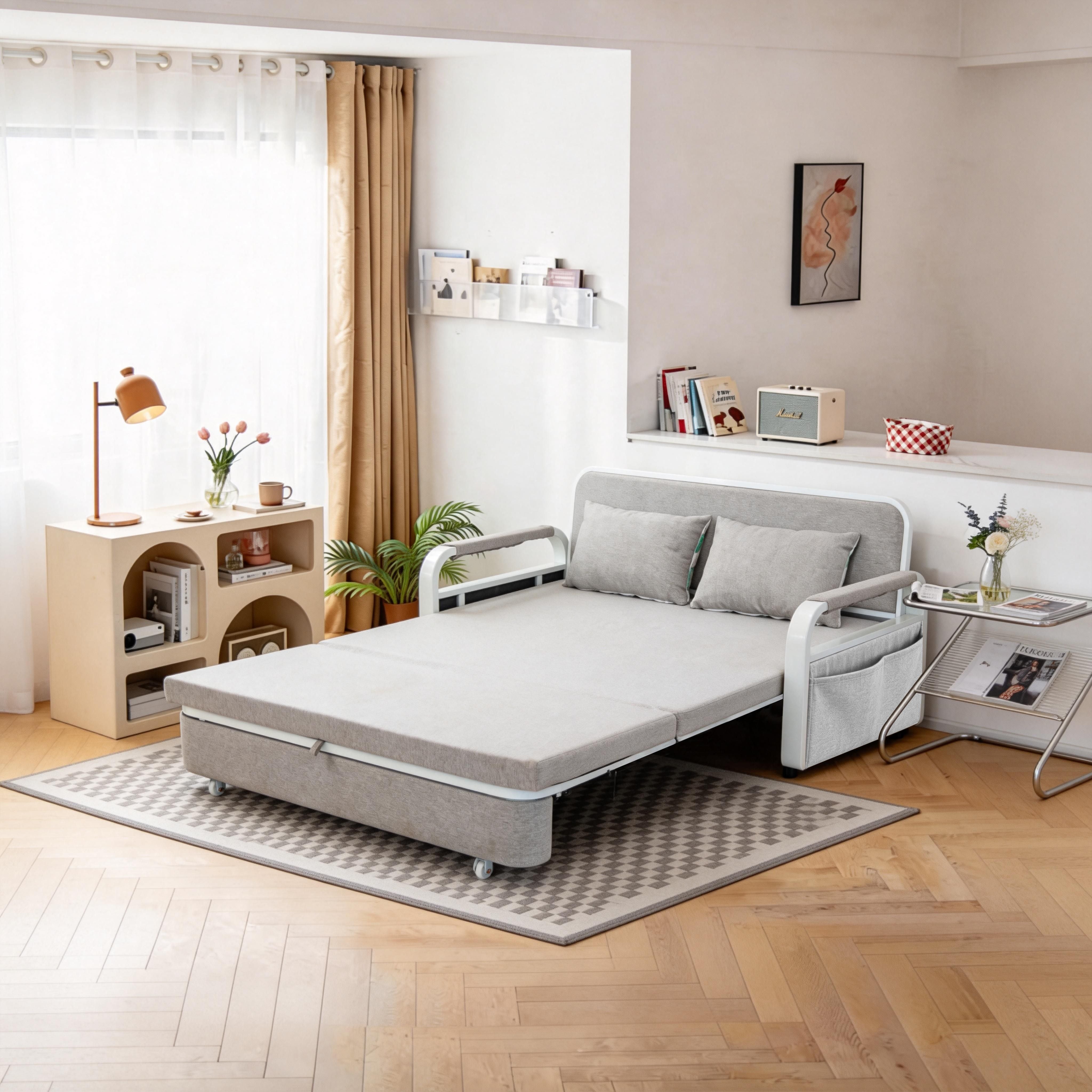 2 In 1 Sofa Bed Beneath Foldable Carbon Hidden Storage Sofa - 128cm