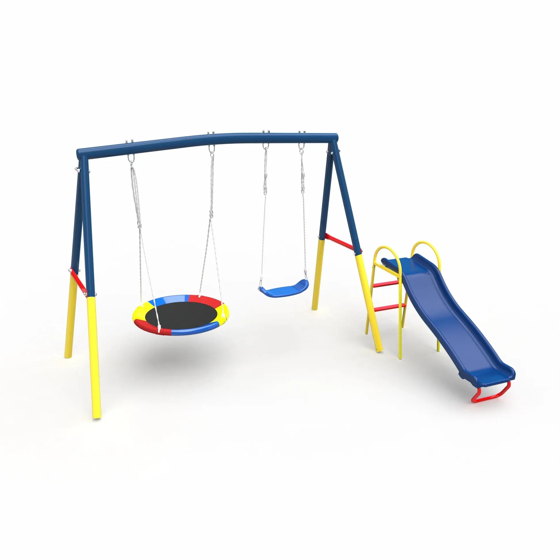 Swing Sets with Kids Slide for Backyard Outdoor, Metal and PE